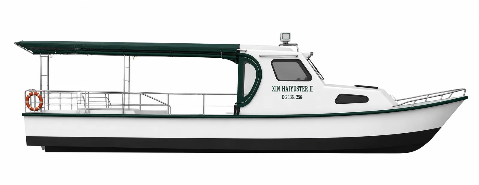 Harvester II cabin boat, starboard profile